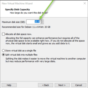 Set up Debian's virtual machine's virtual hard drive