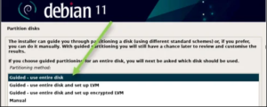 Disk partitioning How to install Debian 11 on a VMware workstation