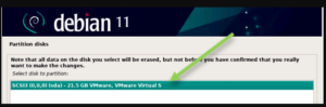 Disk partitioning How to install Debian 11 on a VMware workstation