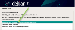 Disk partitioning How to install Debian 11 on a VMware workstation